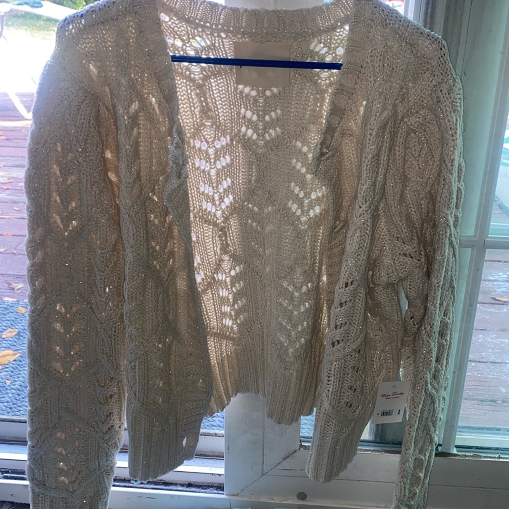 Lucky brand cable knit cardigan, size xl, nwt